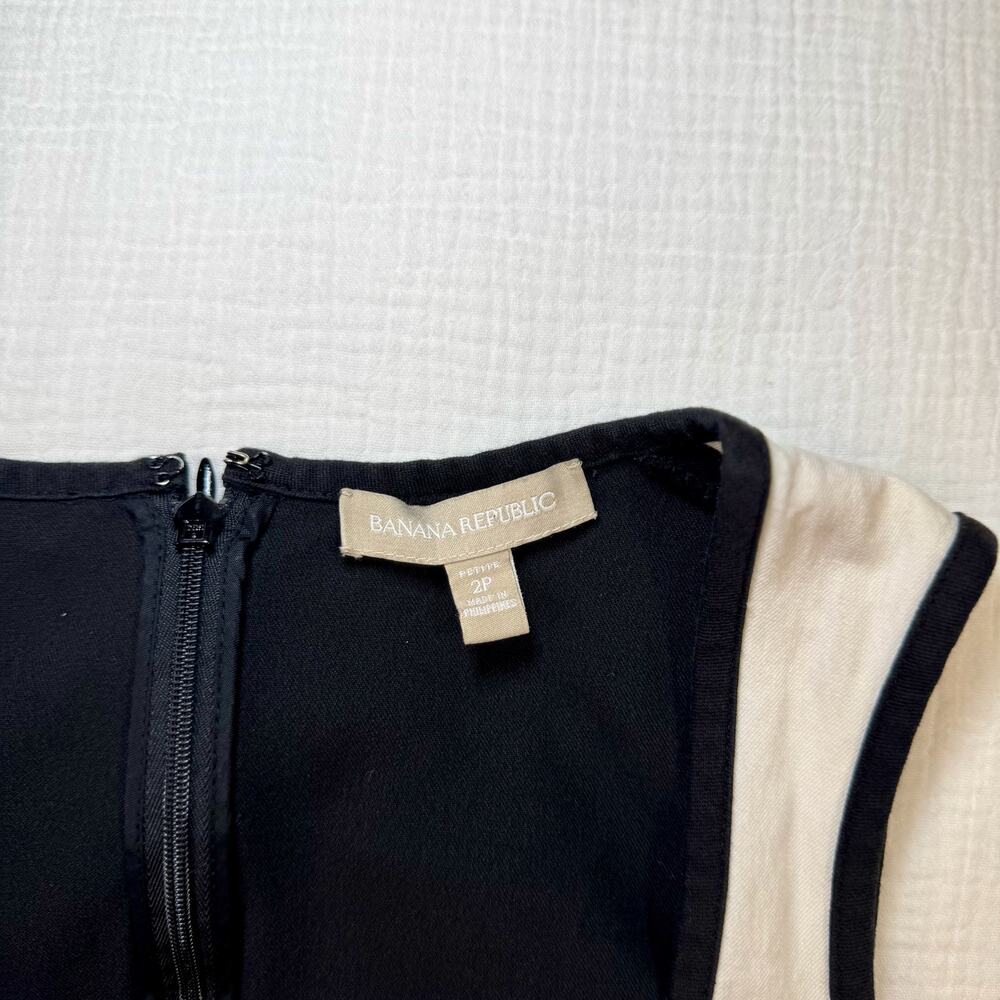 Banana Republic Sloan Colorblock Dress Black Cream Women’s 2P Petite Officewear - Picture 8 of 16
